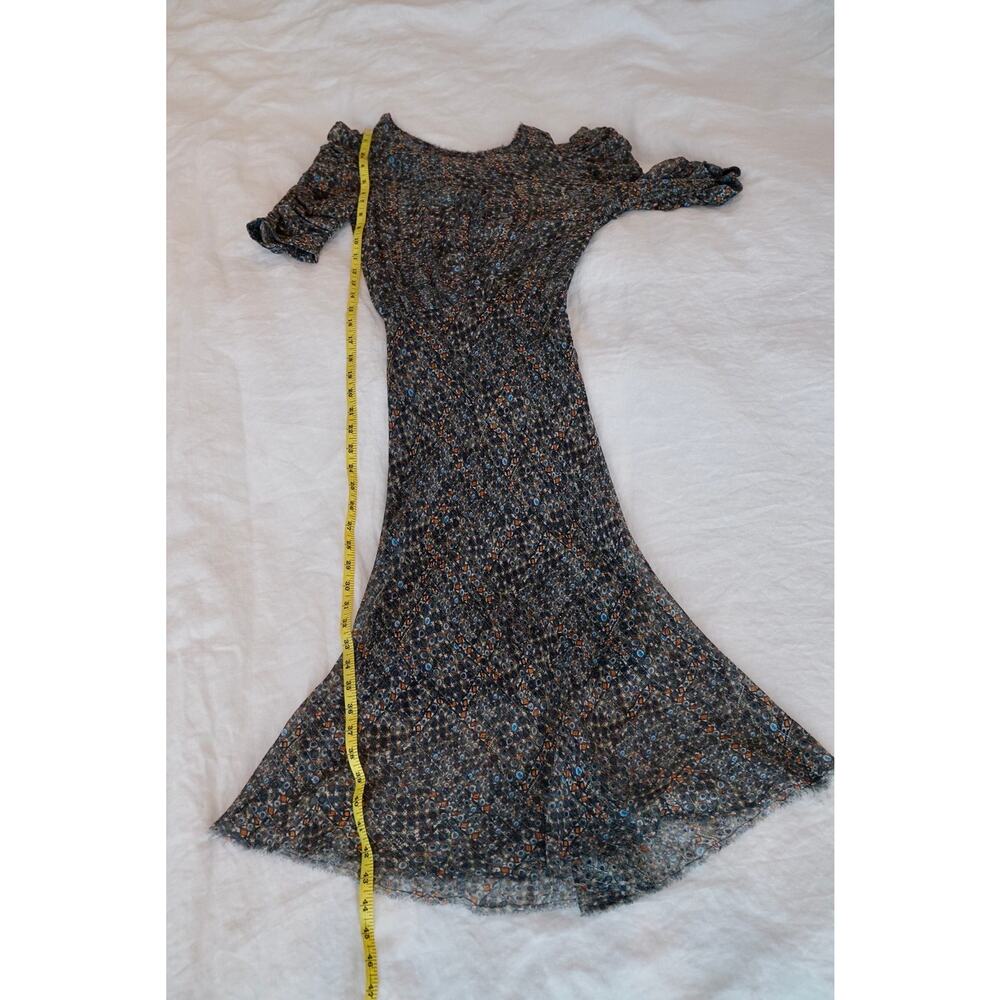 Isabel Marant x H&M 2013 Metallic Printed Ruched Sleeve Dress UR 32 / US 2 - Picture 8 of 11